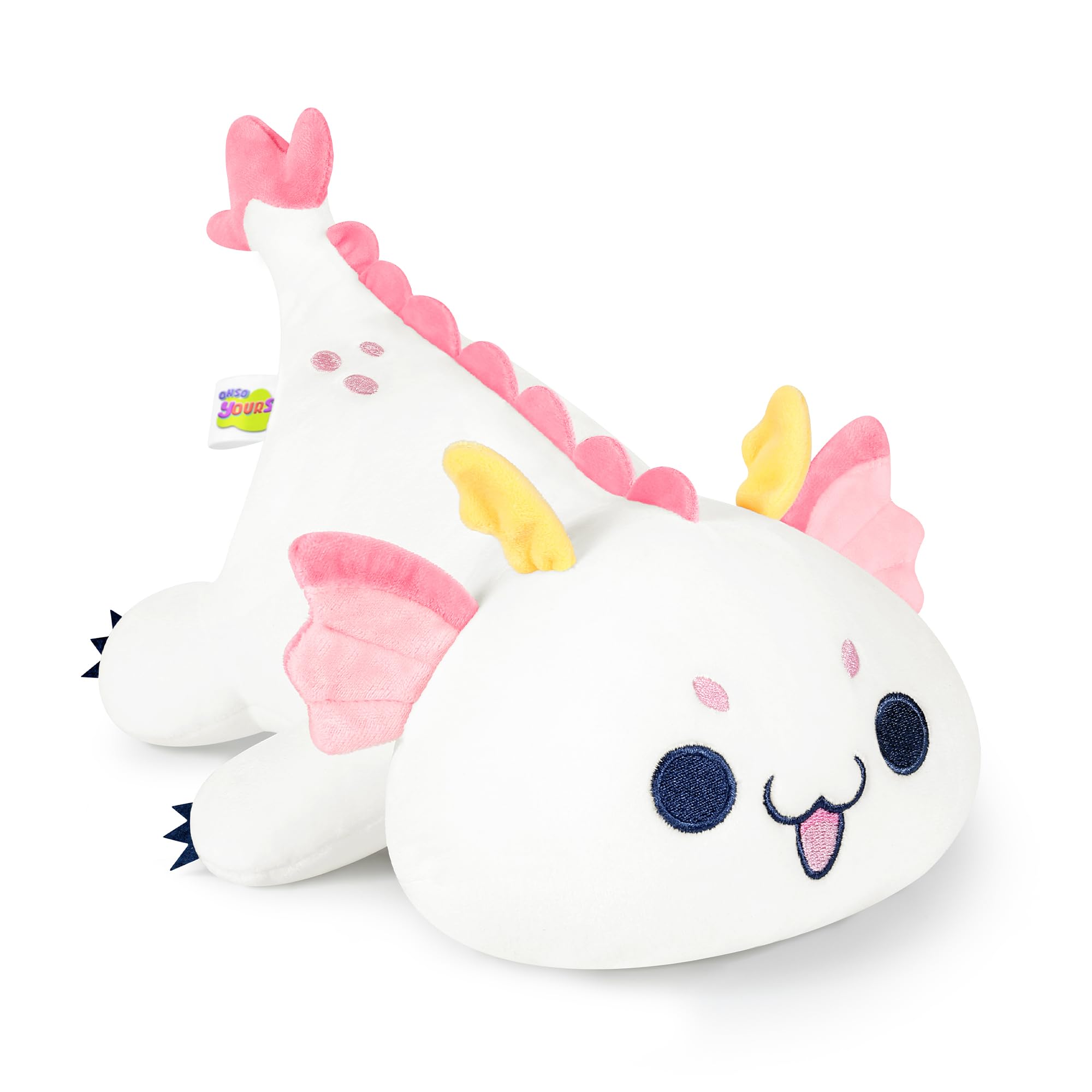 Onsoyours Chubby Dragon Stuffed Animal Adorable Plushies Soft Huggable Plush Pillow Kawaii Cute White Dragon Plushie Toy For Kid
